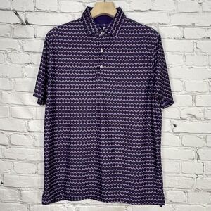 Hickey Freeman Golf Polo Shirt Mens Size M Purple Geometric Short Sleeve Stretch